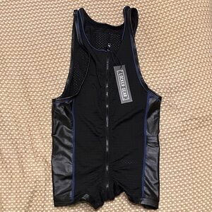 Locker Gear Black and Blue Men's zipper singlet